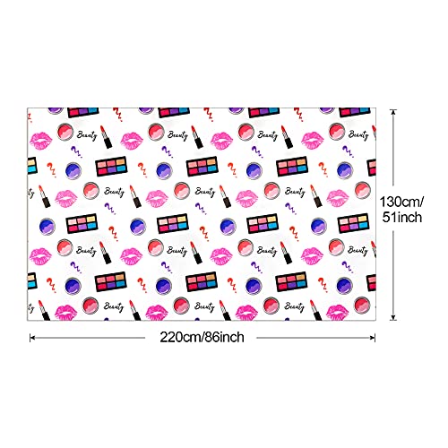 PHOGARY 2 Packs SPA Makeup Party Tablecovers, Cosmetics Makeup Theme Tablecloth, Disposable Plastic Rectangular Table Covers for Girls Spa Makeup Party Birthday Cocktail Party Decorations