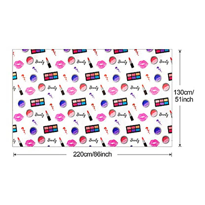 PHOGARY 2 Packs SPA Makeup Party Tablecovers, Cosmetics Makeup Theme Tablecloth, Disposable Plastic Rectangular Table Covers for Girls Spa Makeup Party Birthday Cocktail Party Decorations