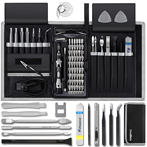 80 IN 1 Professional Computer Repair Tool Kit, Precision Screwdriver Set with 56 Bits, Magnetic Screwdriver Set for Laptop, PC, MacBook, Tablet, iPhone, PS4, Electronics, Gamer Tech Gifts for Men - color: Grey