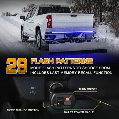 XRIDONSEN 60 inch Blue Emergency Lights 360 LED Tailgate Strobe Lights - color: Blue