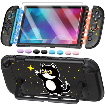 Switch 2 Cute Case,FYOUNG Dockable Cute Cat Hard Shell Cover for Nintendo 2 - color: Black Kitten, size: 7.9Inch Switch 2