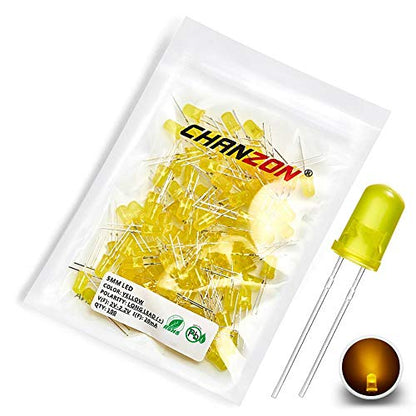 CHANZON 100 pcs 5mm Yellow Diffused LED Diode Lights(DC 2V 20mA) - color: J) Yellow-yellow (100pcs)