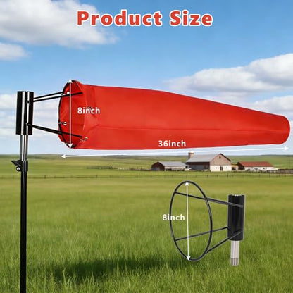 8" X 36" Airport Windsock | Heavy Duty, All Weather, Waterproof,