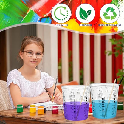 24 Pack 76 oz Graduated Paint Mixing Cups with 20 Wooden Sticks