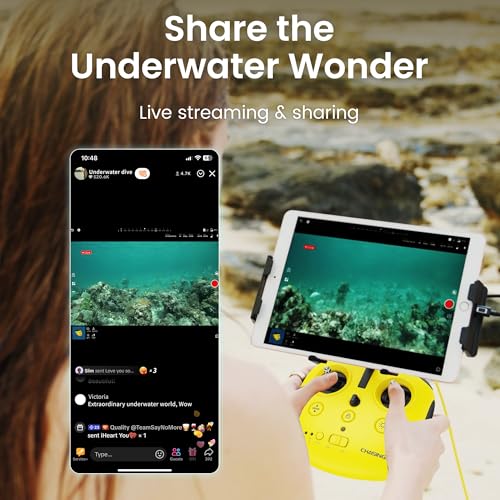 Underwater Drone, Mini S submarine drone with 4K+EIS Image Stabilization Camera for Real-Time Viewing Depth & Temperature Data, Direct-Connect Remote Controller, Dive to 330ft Underwater, Portable ROV - color: Yellow