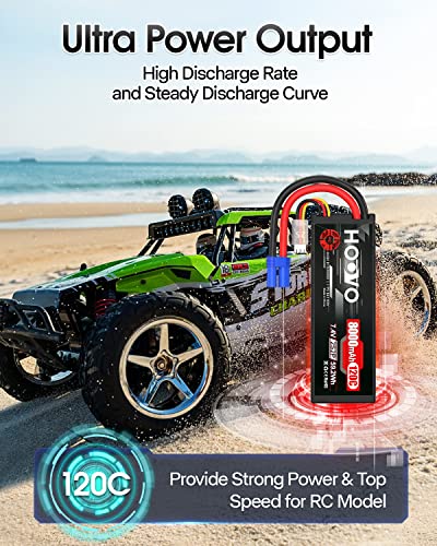 HOOVO 2S Lipo Battery 7.4V 8000mAh 120C RC Car Battery EC5 Plug 2 Pack