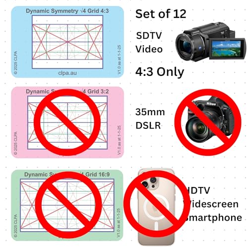 4:3 Directors Viewfinder Set, 12 Layouts, 12 Cards - size: Set - Full 4:3 Only