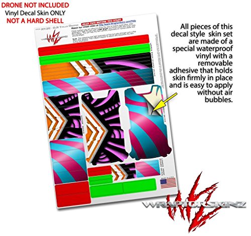 Skin Decal Wrap 2 Pack Compatible with DJI Ryze Tello Black Waves Orange Hot Pink Drone NOT Included