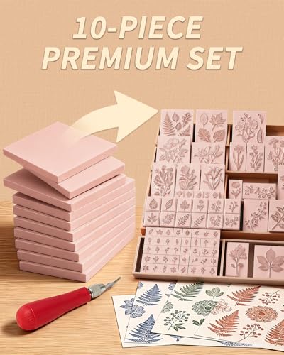 Rubber Linoleum Blocks for Printmaking: 10Pcs 4" x 6" Stamp Carving Kit - color: 10 PCS