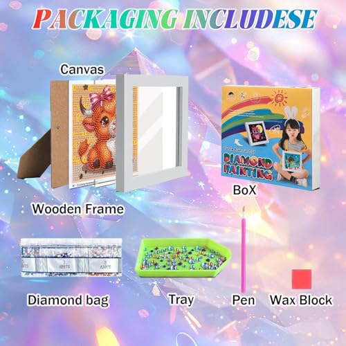 WEMEON Cow Diamond Art Kits for Kids with Frame 7x7 inch - color: Cow03