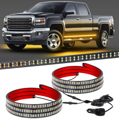 XRIDONSEN 2PCS 70 inch Running Board Light Strip Amber Strobe Lights - color: Amber