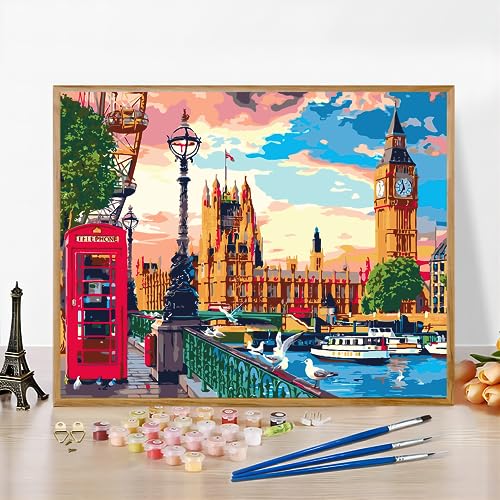 QUITEDEW Big Ben Paint by Number Kit for Adults Beginner 16x20 Inch - color: A7-big ben
