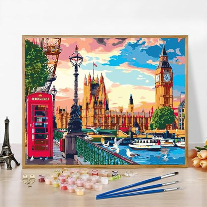 QUITEDEW Big Ben Paint by Number Kit for Adults Beginner 16x20 Inch - color: A7-big ben