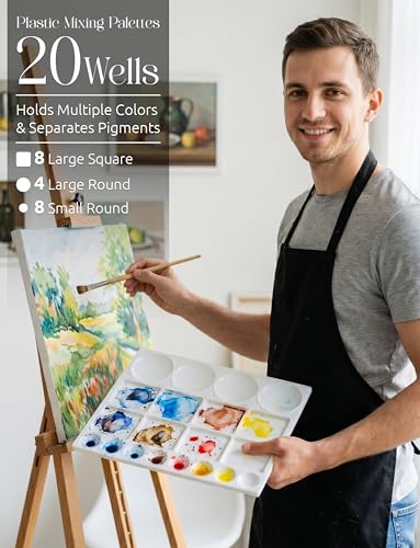 DUGATO 20-Well Plastic Paint Palette, 2-Pack Mixing Tray, 10 x 13 in - color: Rectangular - 20 Wells