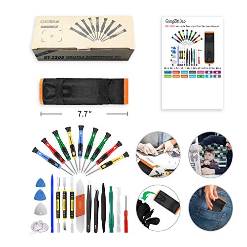 25pcs Electronics Repair Tool Kit, GangZhiBao Precision Screwdriver Set Magnetic for Fix Apple iPhone,Cell Phone,Smart Watch,Computer,PC,Tablet,iPad,Camera,Xbox,PS4 Pry Open Replace Screen Battery