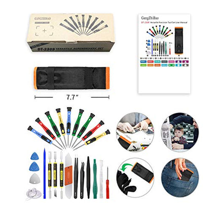 25pcs Electronics Repair Tool Kit, GangZhiBao Precision Screwdriver Set Magnetic for Fix Apple iPhone,Cell Phone,Smart Watch,Computer,PC,Tablet,iPad,Camera,Xbox,PS4 Pry Open Replace Screen Battery