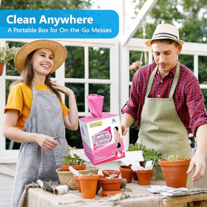GLIMGLINT Microfiber Cleaning Cloth 100 Pack, Reusable Paper Towels 11 x 9 - color: Pink