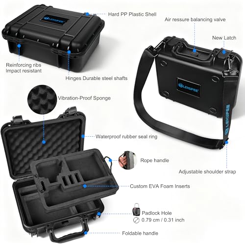 Lekufee Portable Waterproof Hard Case for DJI Osmo Action 6/5 Pro/4/3 Action Camera,Standard Combo,Adventure Combo,More Accessories(Case Only)