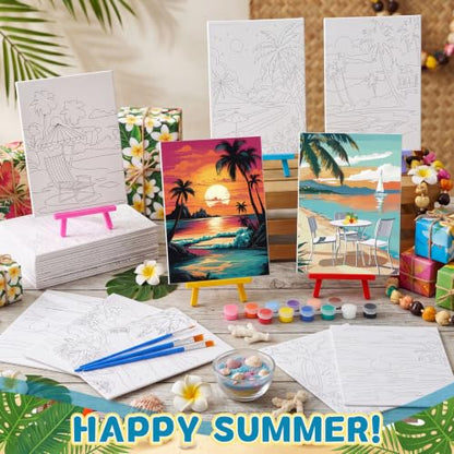 Blosssound 24 Pack Pre Drawn Canvas to Paint Pre Printed Easel Kit, Hawaii - style: Hawaii