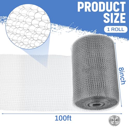 8 Inch X 100 ft Stainless Steel Mesh Rodent Control for Slugs - size: 8 Inch x 100 ft