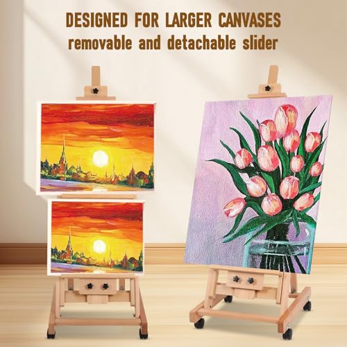 Art Easels for Painting Adult, H-Frame Easel with Braked Wheels, Height and Angle Adjustable (Vertical to Horizontal) Heavy Duty Easel Holds 2 Canvases - style: Model 1