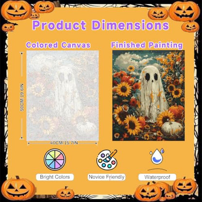 Paint by Numbers for Adults Ghosts, Halloween Paint by Number on Canvas - color: MT23076