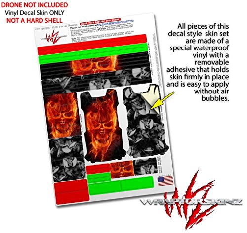 Skin Decal Wrap 2 Pack Compatible with DJI Ryze Tello Flaming Fire Skull Orange Drone NOT Included