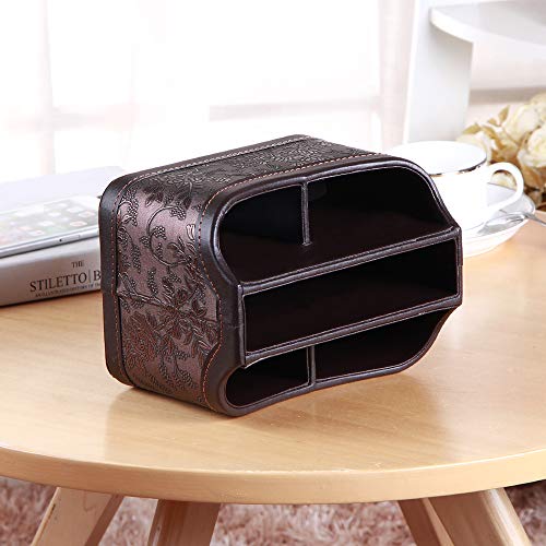 PU Leather 360° Rotatable Remote Control Holder,Nightstand TV Remote Caddy - color: 1 Retro