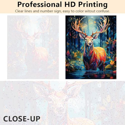 TUMOVO Deer in the Forest Paint by Numbers Craft Kit for Adults - color: Deer