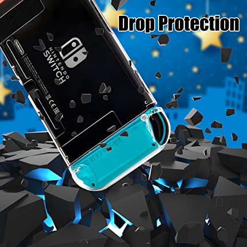 Switch Protector Dockable Case - Clear Hard Shell Cover with Joy-Con Grip TPU, Tempered Glass Screen Protector & Thumb Caps - Protective Accessories Kit for Nintendo Switch Console - size: Switch 1 6.3inch