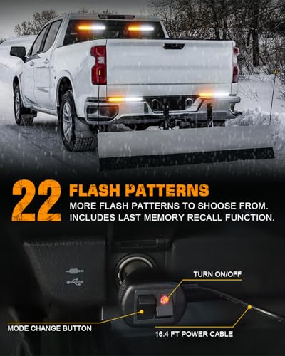 XRIDONSEN 2x 10.7 inch Strobe Light Bar 24 LED Amber White Emergency Lights - color: Amber/White