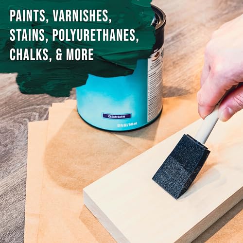 US Art Supply 1 inch Foam Sponge Wood Handle Paint Brush Set, 25-Pack