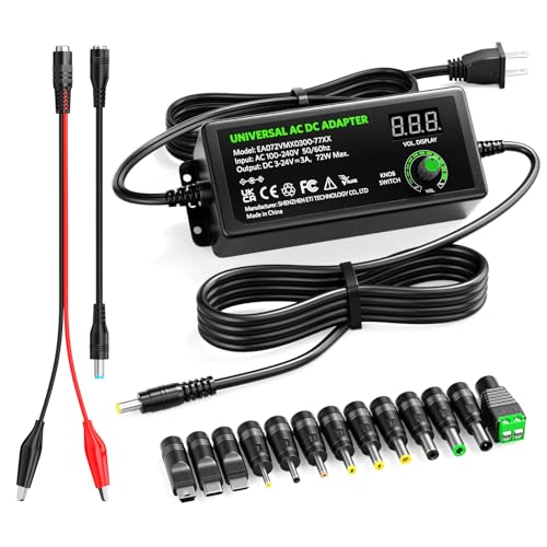Belker 3V-24V 3A Universal Power Supply 72W Adjustable AC Adapter - size: 72w 3-24v