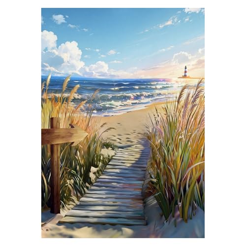 Beach Lighthouse Diamond Art Kits for Adults, 5D Diamond Painting, 12x16 in - color: US2611