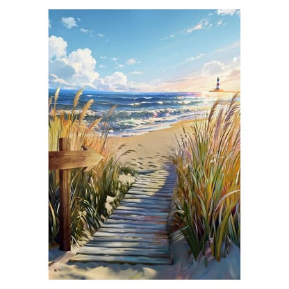 Beach Lighthouse Diamond Art Kits for Adults, 5D Diamond Painting, 12x16 in - color: US2611