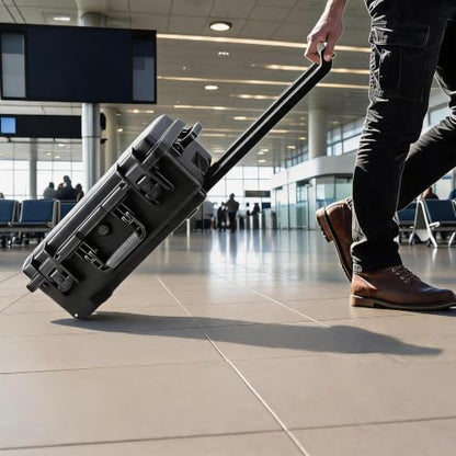 Lockable Waterproof Equipment Case with Telescoping Handle