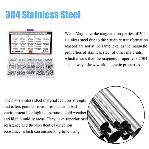 DYWISHKEY 600 PCS Metric M2 M2.5 M3, 304 Stainless Steel Flat Head Countersunk Socket Cap Bolts Screws Nuts Assortment Kit with Hex Wrenches - size: M2 M2.5 M3