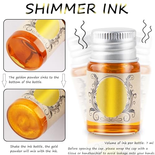 Calligraphy Pens, Dip Pen Set with 14 Color Inks, Glass Writing Instrument for Beginners
