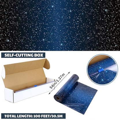 Oudain 54 Inch x 100 ft Starry Galaxy Tablecloth Roll Cutter Box - style: Starry Sky