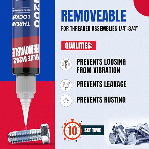 GH1200-50ML Blue Thread Lock Medium Strength for Nuts, Bolts, and Metals - Threadlocker Lock Tight & Seal Fasteners with Stable and Consistent Performance - style: (e) 50ml Blue