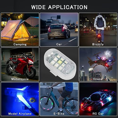 SEISSO 4-Pack Wireless Remote Control Anti-Collision LED Strobe Lights Kit - USB Charging Emergency Drone Warning Hazard Flash for Vehicles, Cars, Trucks - 7 Colors Changing