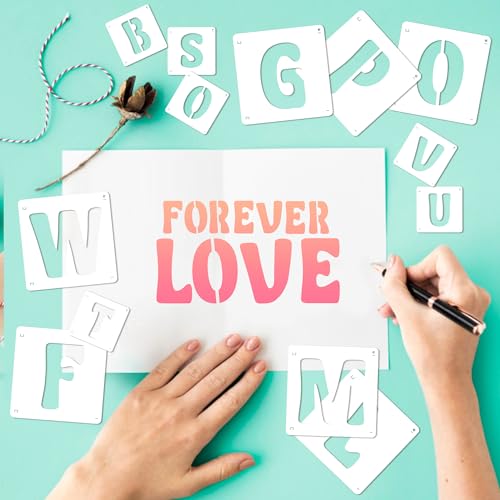 Letter Stencils, 80 Pcs Large Alphabet and Numbers Stencils (1Inch & 2Inch) - size: 1Inch&2Inch