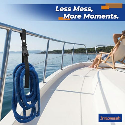 Boat Fender Line Holder,Adjustable Straps (Fully Extends to 43cm),Fits Rails up to 2",Durable Plastic Snap,Heavy-Duty Nylon Strap,UP to 20LB Load,FIt for Ropes,Cords,Dock Lines,Mooring Lines - size: 4PC