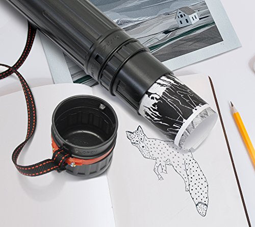VViViD Extra Large Black Plastic Telescoping Transit Poster & Document Storage Tube w/Adjustable Nylon Carrying Strap (Medium (17.5" x 2.5")) - size: Medium (17.5" x 2.5")