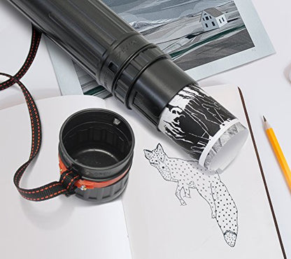 VViViD Extra Large Black Plastic Telescoping Transit Poster & Document Storage Tube w/Adjustable Nylon Carrying Strap (Medium (17.5" x 2.5")) - size: Medium (17.5" x 2.5")