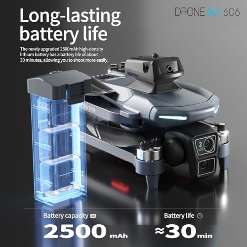 XT606 GPS Drone with Camera for Adults 4K EIS, Drone with 4.3" HD Screen - color: XT606-3BATTERY