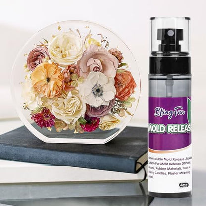 BlingFun Mold Release Spray for Candle Making & Epoxy - Uniform Coverage Fast Drying Non-Stick, Professional Grade Silicone Based Release Agent, Easy to Clean Extends Mold Life - color: 1/pack