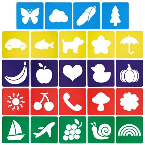 CUTHOLLOW 24 PCS Animal & Fruit & Plant Painting Shape Stencils Sets - style: 24pcs-Animal&Fruit&Plant