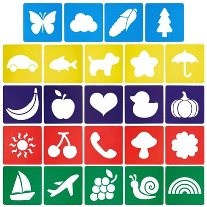 CUTHOLLOW 24 PCS Animal & Fruit & Plant Painting Shape Stencils Sets - style: 24pcs-Animal&Fruit&Plant