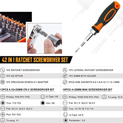 TOOLMAK 42 in 1 Ratcheting Screwdriver Set, Ratchet Wrench - style: 42pcs Ratchet Screwdriver